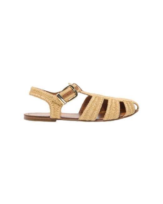 Maje Metallic Flat Strap Sandals
