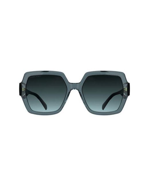 Kendra Scott Green Dira 56Mm Rectangle Sunglasses