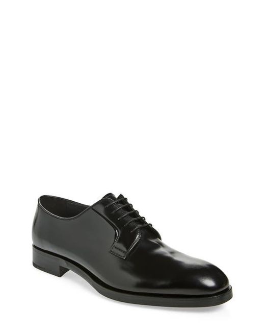 Prada Black Formale Spazzolato Plain Toe Derby for men