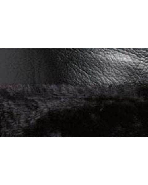 Faux Leather Aviator Jacket With Faux Fur Trim in Black Lyst