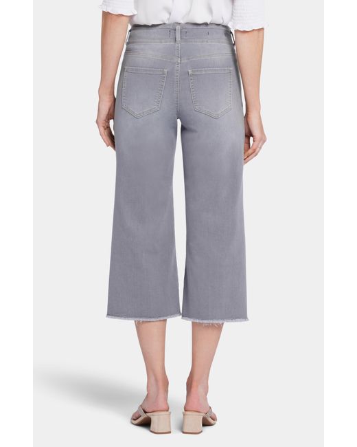 NYDJ Gray Brigitte Frayed High Waist Wide Leg Capri Jeans