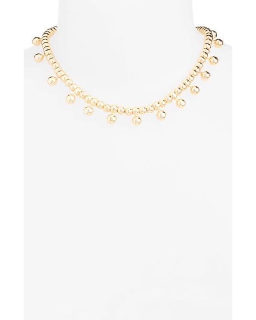 Open Edit White Beaded Orb Station Necklace