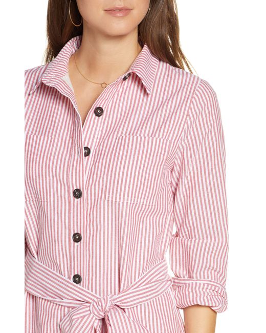 1901 Pink Stripe Belted Shirtdress