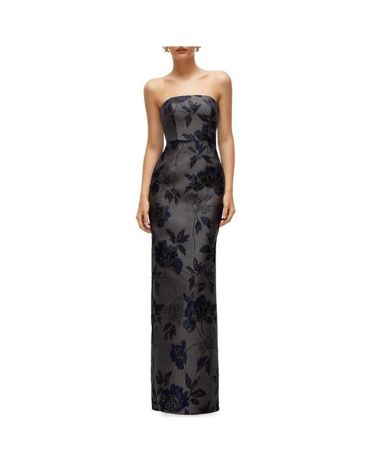Zuma | Black Metallic Jacquard Strapless Midi Dress main image 1
