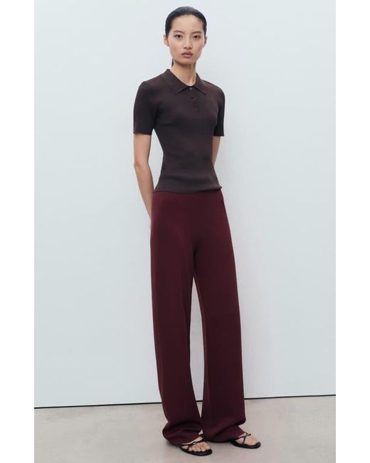 Mango Red Straight Leg Knit Pants