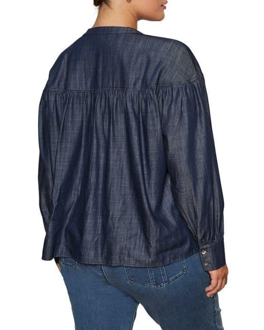 Sanctuary Blue Personal Best Shirred Button-Up Shirt