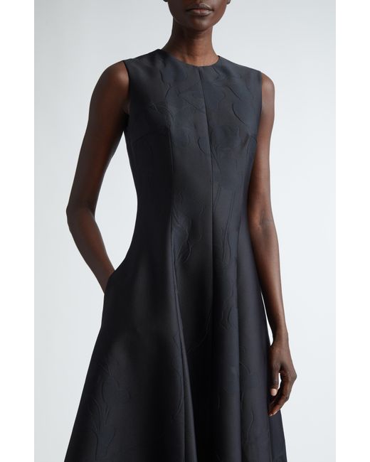 Emilia Wickstead Black Mara Sleeveless A-line Midi Dress