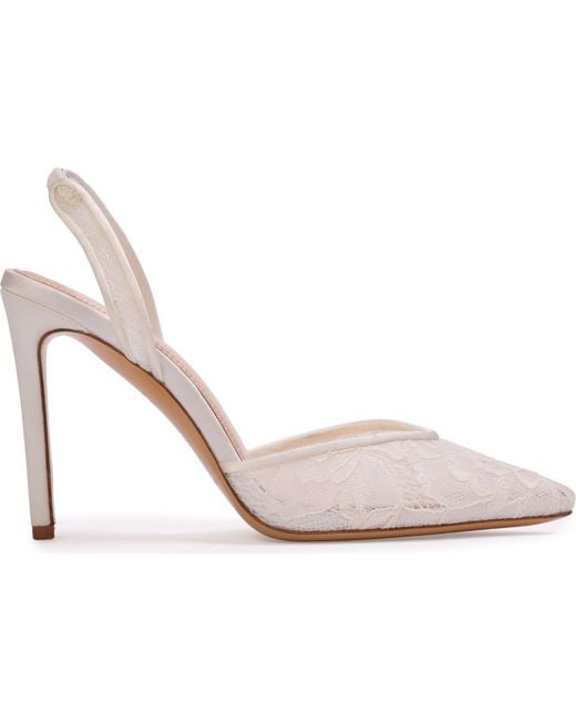 Black Suede Studio White Jayla 100 Slingback Pump