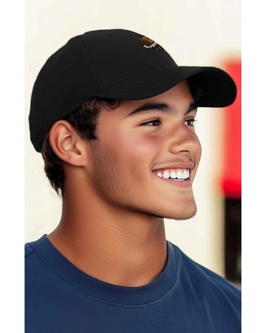 Alix Black Capybara Donut Embroidered Cap for men