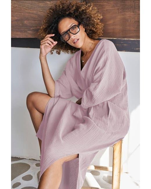 ocean + main Pink Gauze Arc Seam Caftan