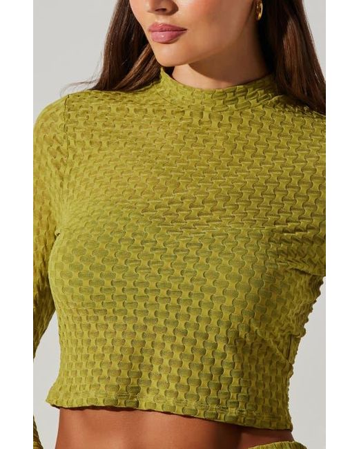 Astr Green Indah Long Sleeve Crop Top