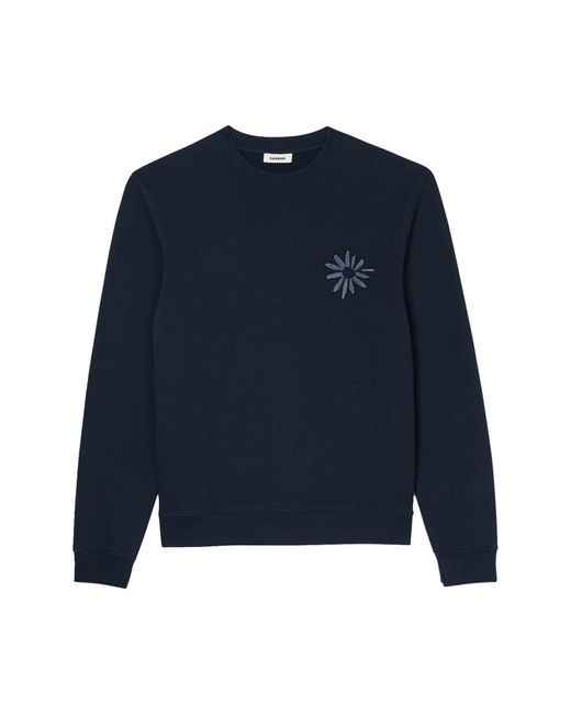 Sandro Blue Easy Glossy Flower Cotton Graphic Sweatshirt for men