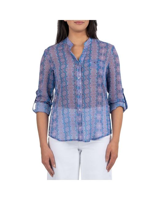 Kut From The Kloth Blue Jasmine Chiffon Button-Up Shirt
