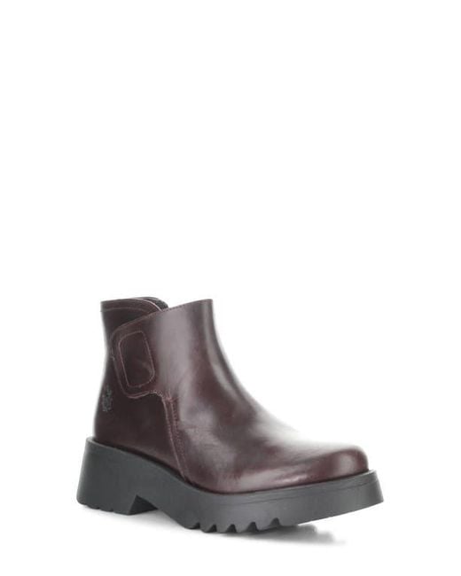 Fly London Purple Mufe Platform Wedge Bootie