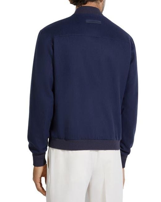 Zegna Blue Water Repellent Elements Oasi Cashmere Bomber Jacket for men