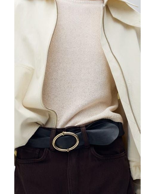 Mango White Madeano Short Sleeve Crewneck Sweater