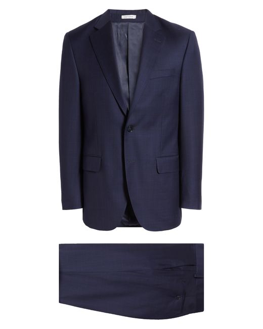 Peter Millar Blue Tailored Fit Plaid Wool Suit for men