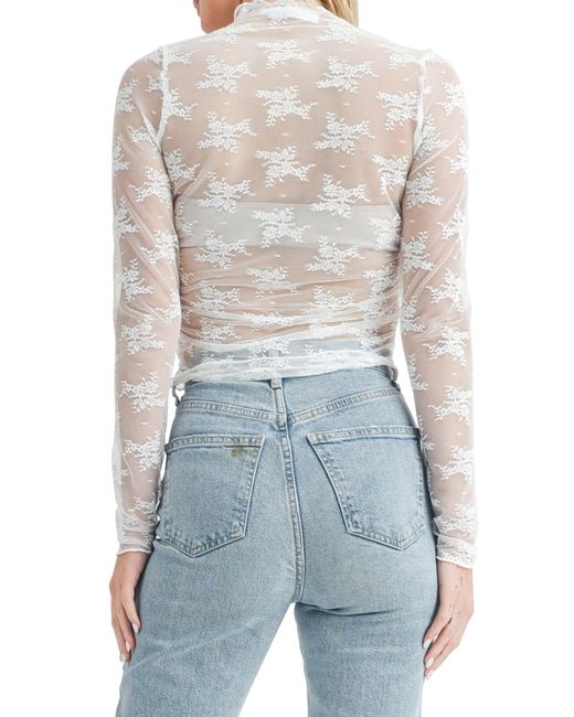 All In Favor Blue Lace Mesh Top In At Nordstrom, Size X-small