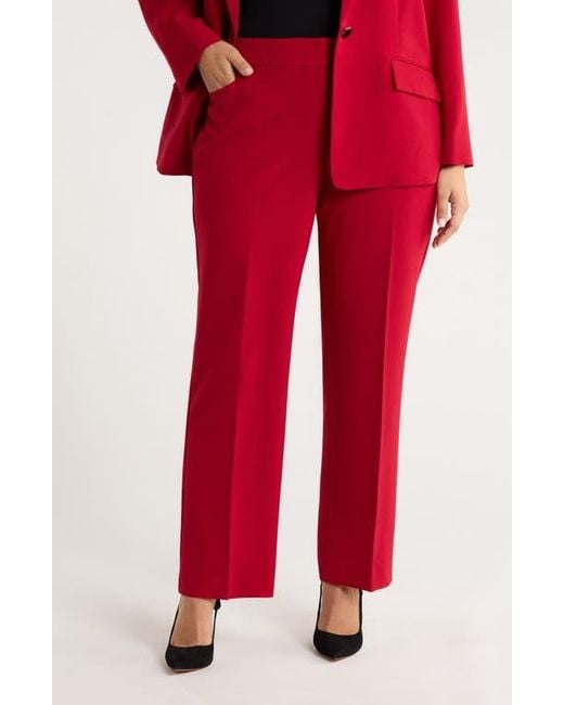 Kasper Red Flat Front Slim Pants