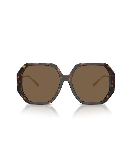 Tory Burch Brown 57mm Irregular Sunglasses
