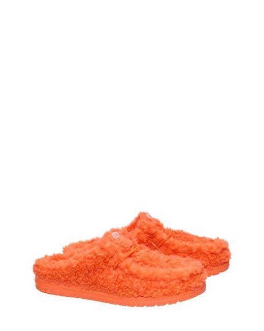HeyDude Orange Wally Faux Shearling Slipper for men