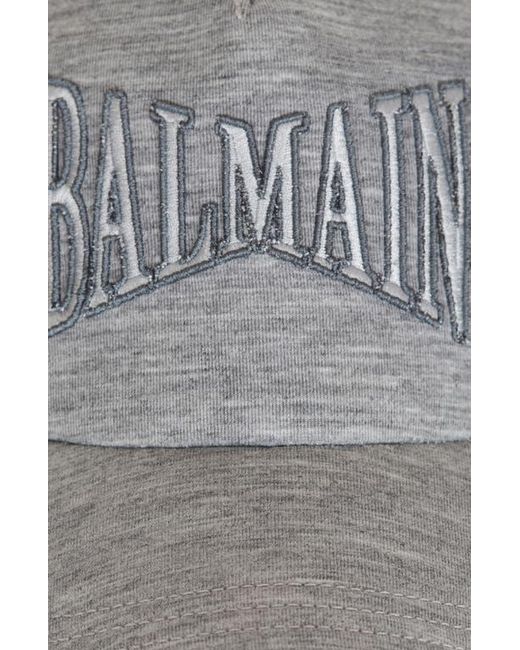 Balmain Gray Embroidered Jersey Cap for men