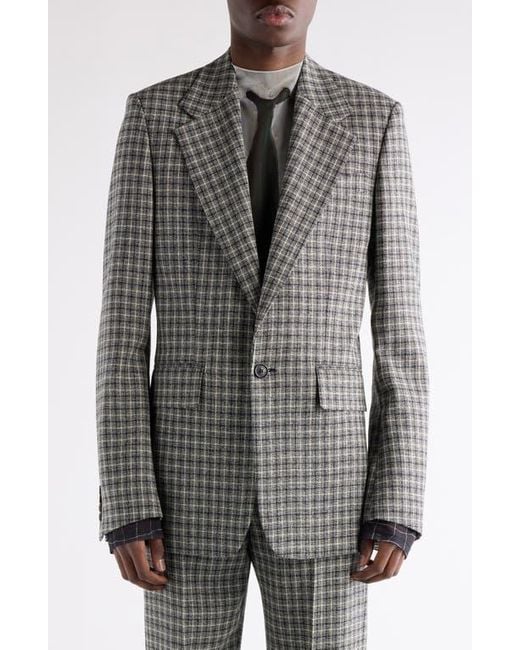 Acne Gray Juman Check Wool Mouliné Twill Blazer for men