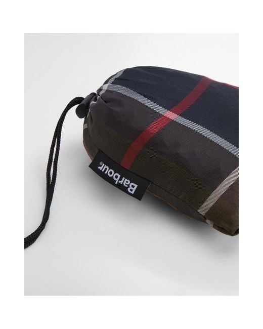 Barbour Black Tartan Showerproof Packable Poncho for men