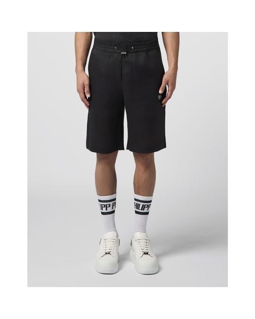 Philipp Plein Black Bowling Shorts Basic for men