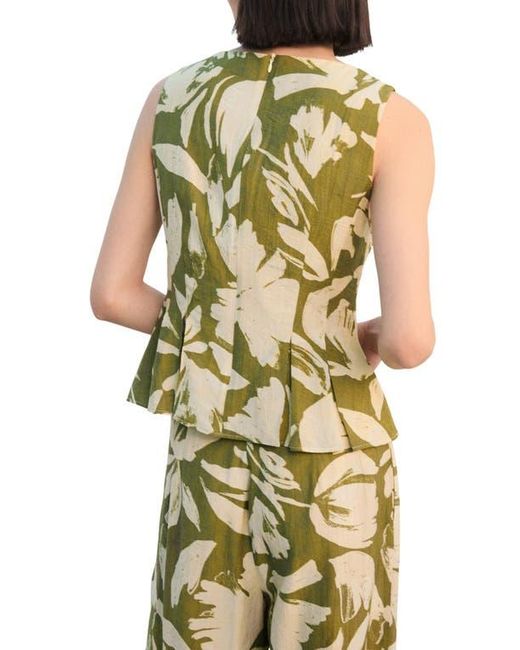 Mango Green Printed Peplum Top