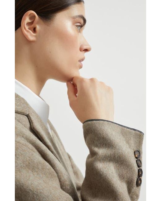 Brunello Cucinelli Natural Hand-Crafted Cropped Blazer