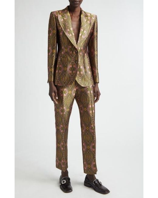 Etro Green Fitted Jacquard Jacket