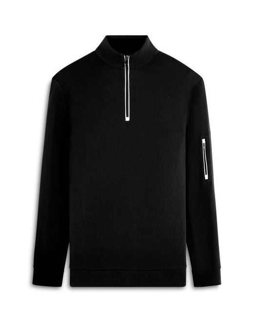 Bugatchi Black Soft Touch Quarter Zip for men