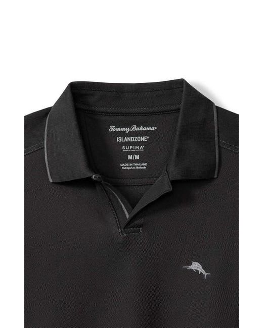 Tommy Bahama Black Emfielder Johnny Collar Islandzone Polo for men