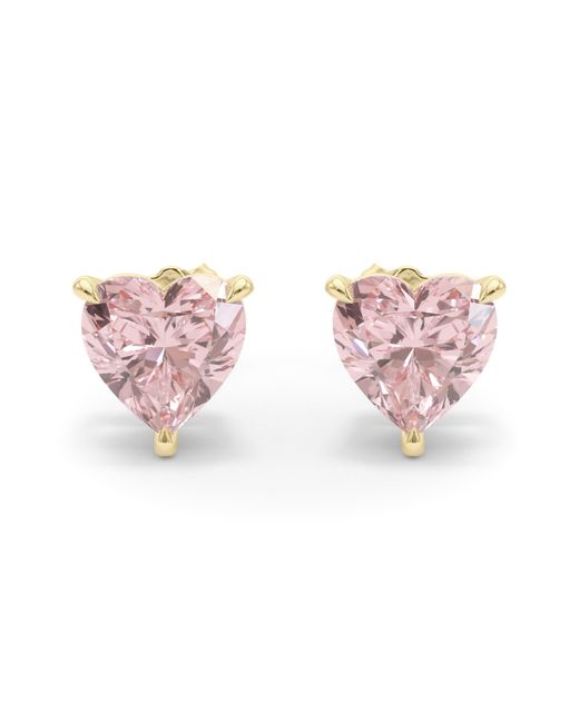 HauteCarat Pink Lab Created Diamond Stud Earrings