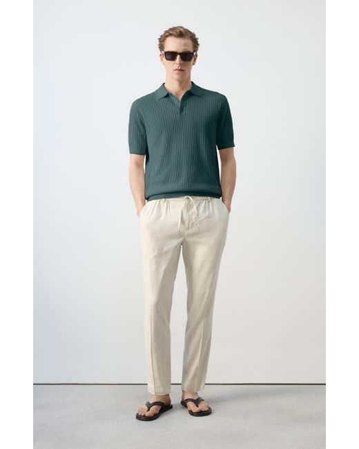 Mango Green Rib Polo for men