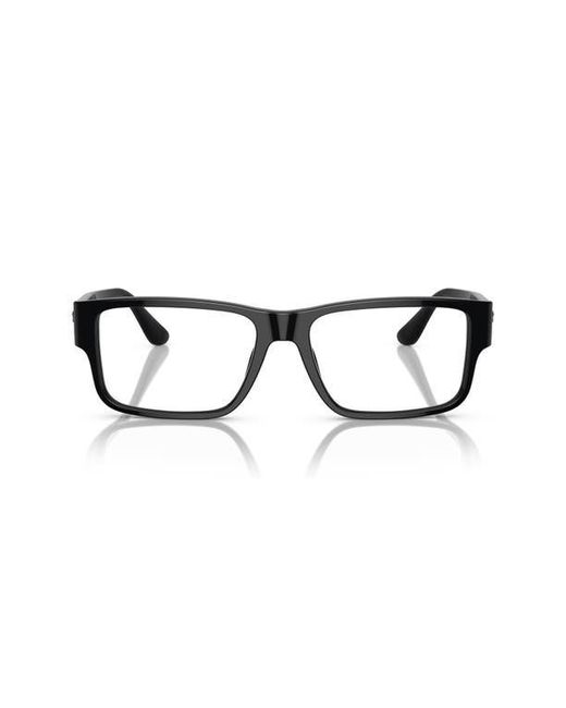 Versace Black 57Mm Rectangle Optical Glasses for men