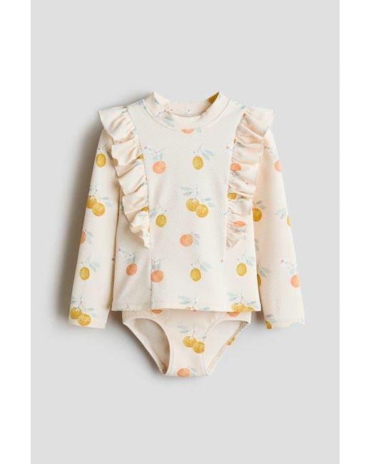 H&M White Printed Swim Set