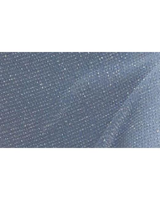 Dress the Population Blue Summer Metallic One-Shoulder Gown