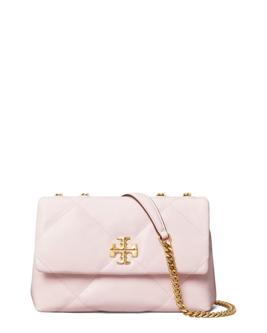 Tory Burch Pink Small Kira Diamond Quilted Convertible Leather Shoulder Bag