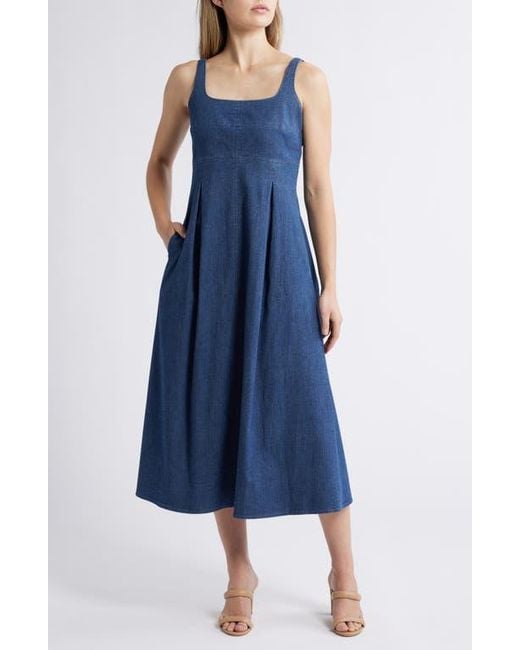anne klein denim dress blue shirt dress midi Anne Klein Grommet Shirtdress