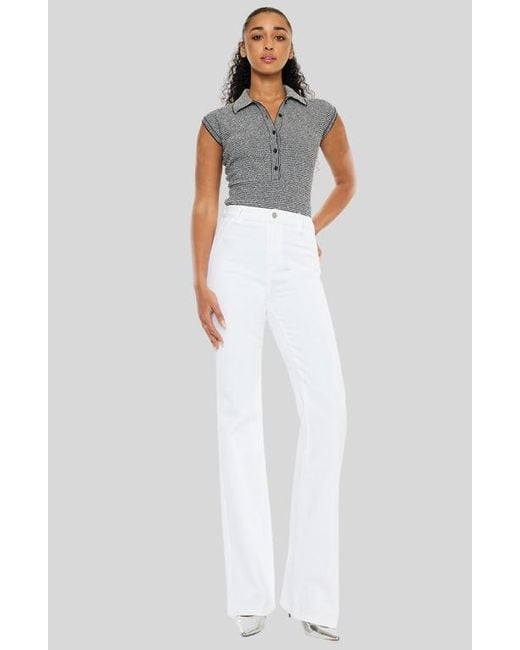 Kancan White Celia Ultra High Rise Wide Flare Jeans