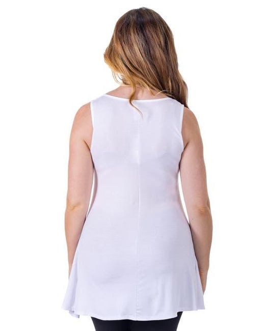 24seven Comfort Apparel White Scoop Neck Sleeveless Tunic Top
