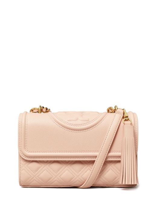 Tory Burch Pink Small Fleming Caviar Quilted Leather Convertible Shoulder Bag