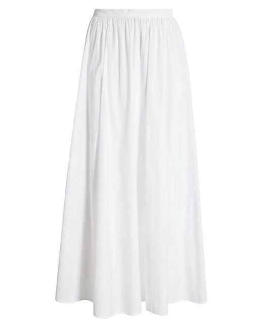 Open Edit White Cotton Poplin Maxi Skirt
