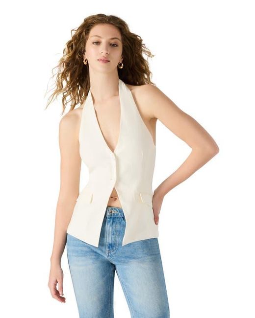 Steve Madden Blue Brielle Linen Blend Halter Vest