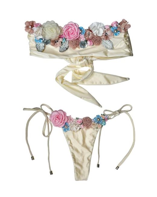 Beach Bunny Swimwear White Secret Garden Tie Side Tango Bottom