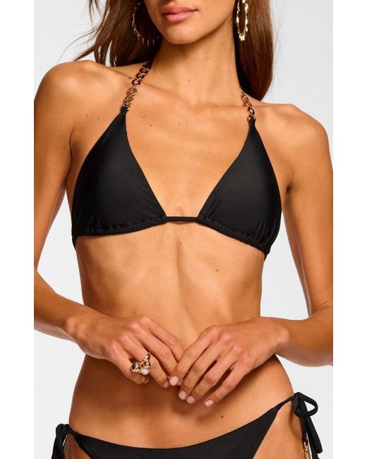 Ramy Brook Black Terry Triangle Bikini Top