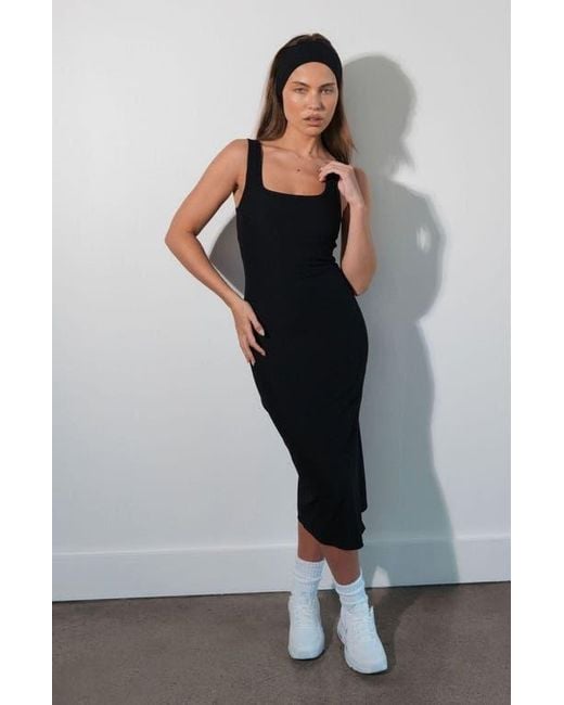 Vitaly Black Cloud Ii Rib Basic Midi Dress
