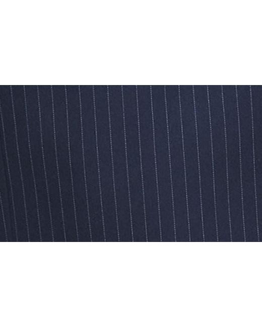 GOOD AMERICAN Blue Stripe Sleeveless Double Breasted Ponte Knit Blazer Minidress